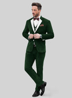 Green Velvet Tuxedo Suit - White Satin - StudioSuits