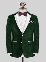 Green Velvet Tuxedo Suit - White Satin - StudioSuits