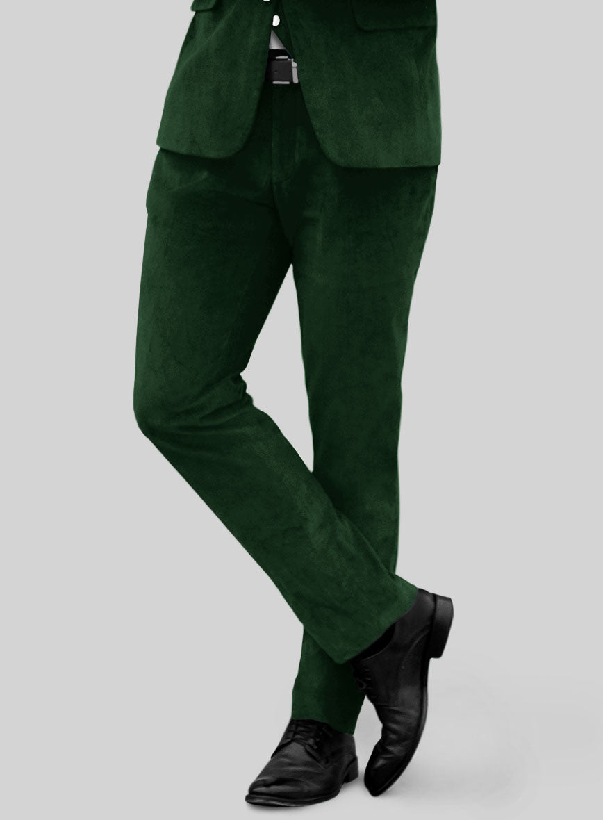Green Velvet Tuxedo Suit - White Satin