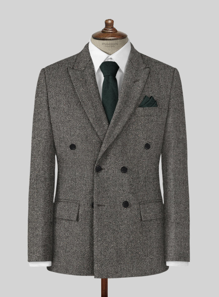 Gray Herringbone Flecks Donegal Tweed Suit - StudioSuits