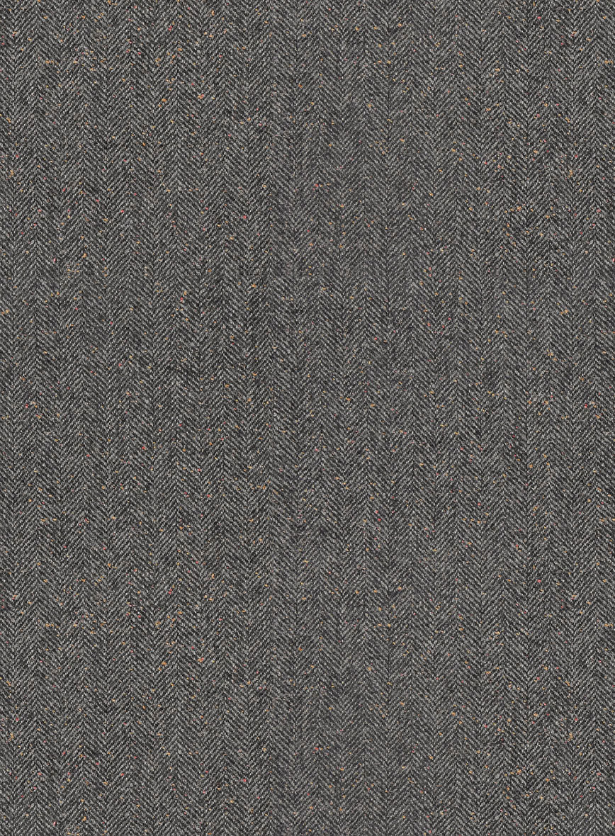 Gray Herringbone Flecks Donegal Tweed Pea Coat - StudioSuits