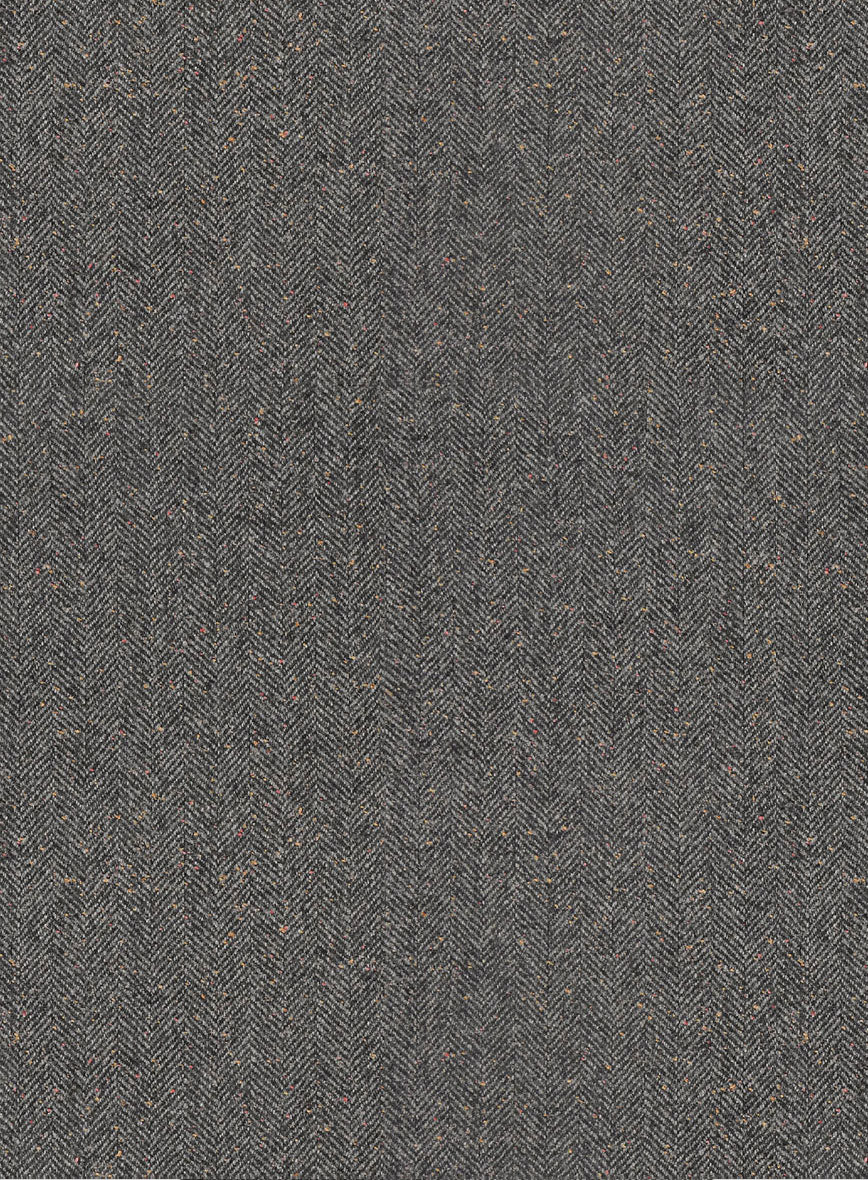 Gray Herringbone Flecks Donegal Highland Tweed Trousers - StudioSuits