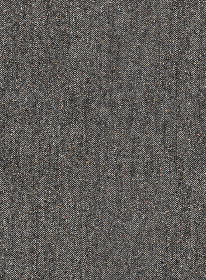 Gray Herringbone Flecks Donegal Highland Tweed Trousers - StudioSuits