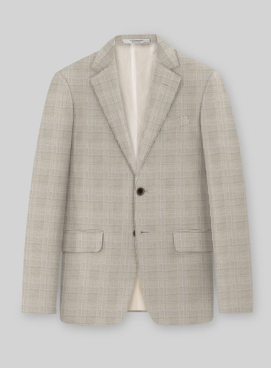 Guabello Beige Prince Of Wales Jacket - StudioSuits