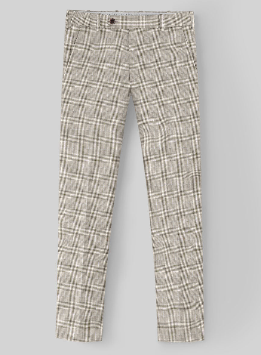 Guabello Beige Prince Of Wales Pants - StudioSuits