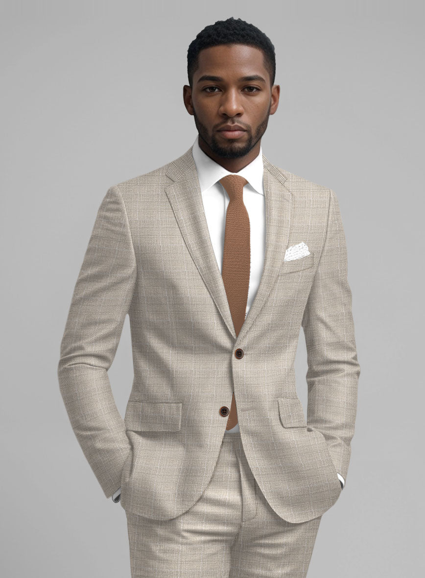 Guabello Beige Prince Of Wales Suit - StudioSuits