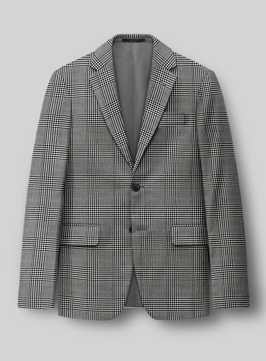 Guabello Black & White Wool Jersey Jacket - StudioSuits