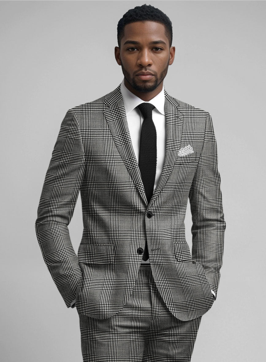 Guabello Black & White Wool Jersey Jacket - StudioSuits