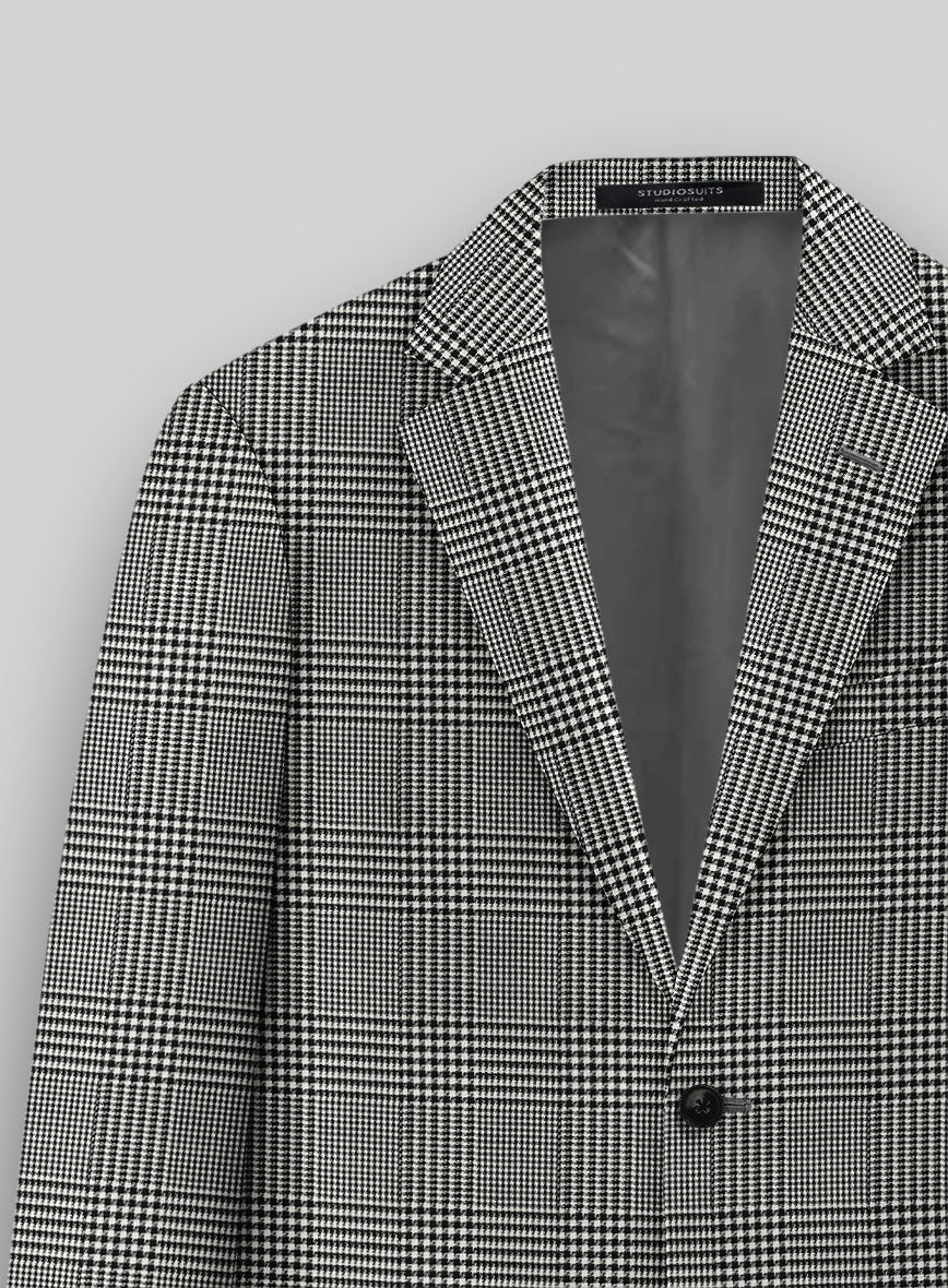Guabello Black & White Wool Jersey Jacket - StudioSuits
