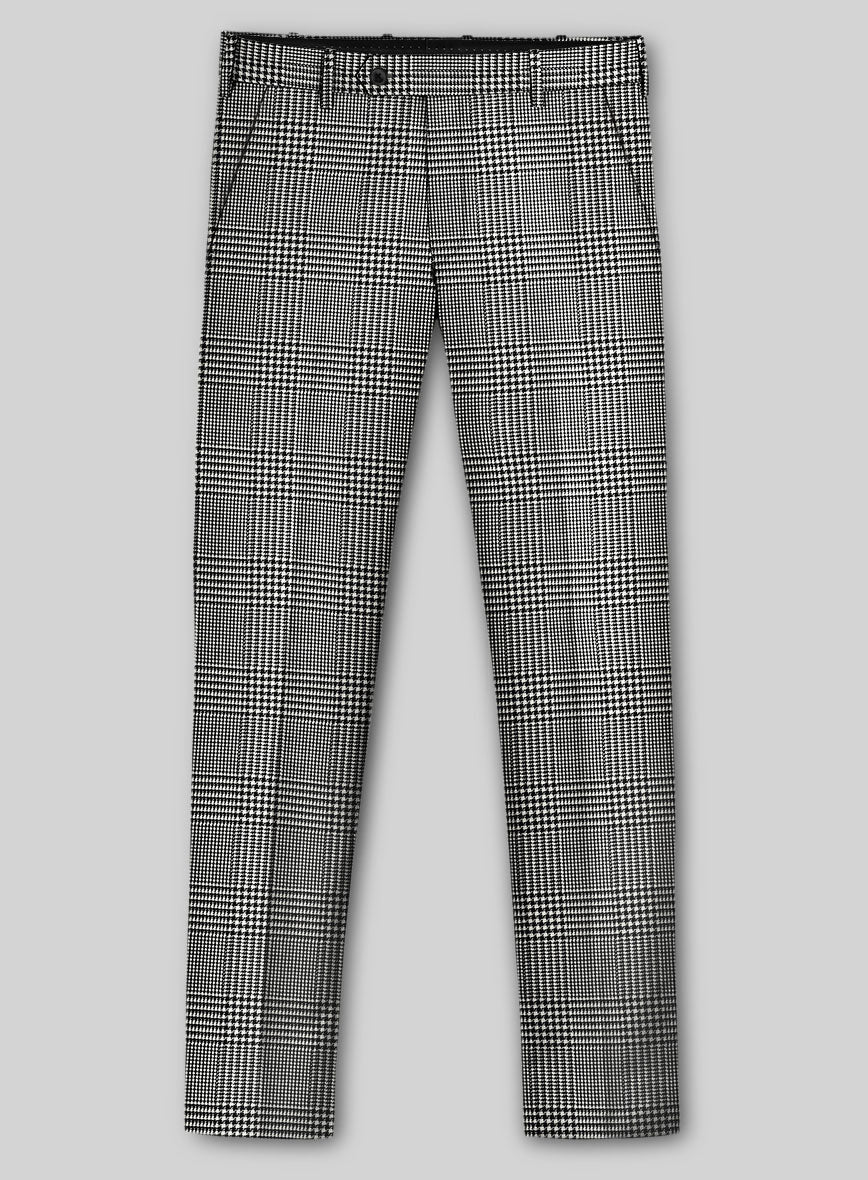 Guabello Black & White Wool Jersey Pants - StudioSuits