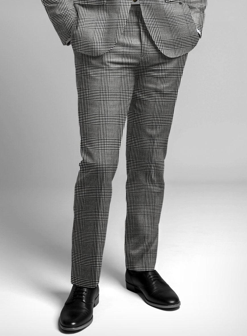 Guabello Black & White Wool Jersey Pants - StudioSuits