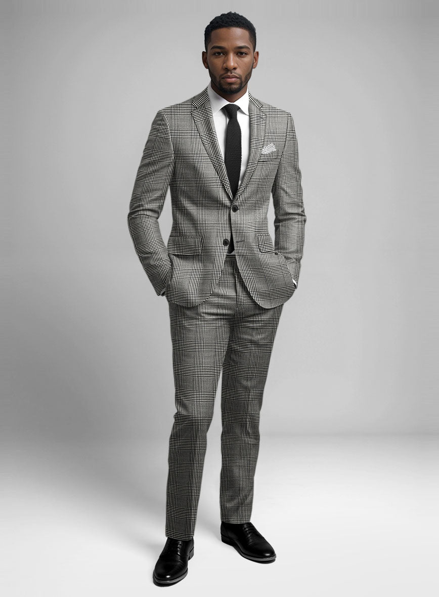 Guabello Black & White Wool Jersey Suit – StudioSuits