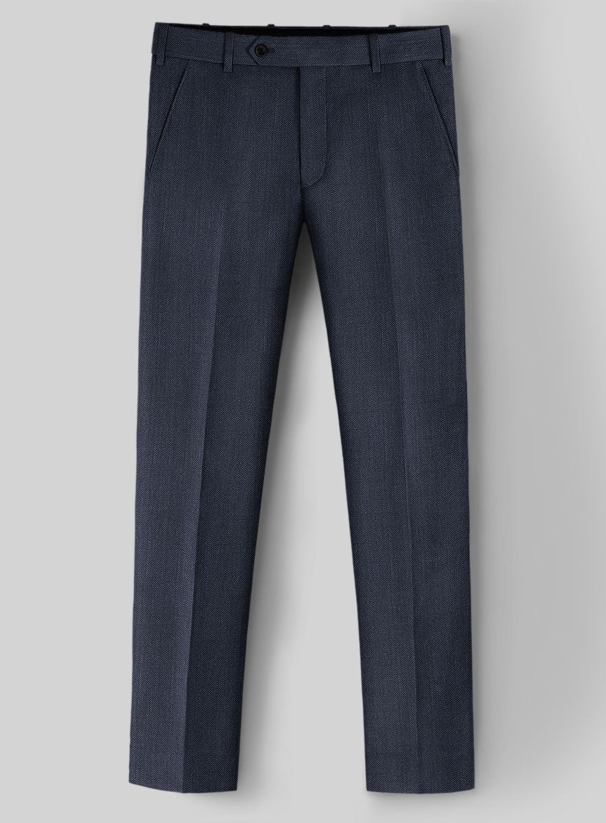 Guabello Blue Herringbone Pants - StudioSuits