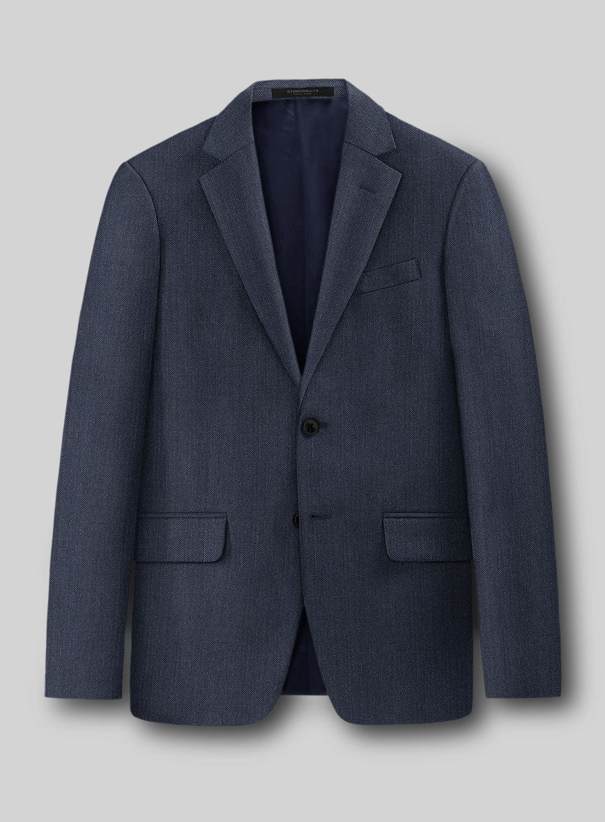 Guabello Blue Herringbone Suit - StudioSuits