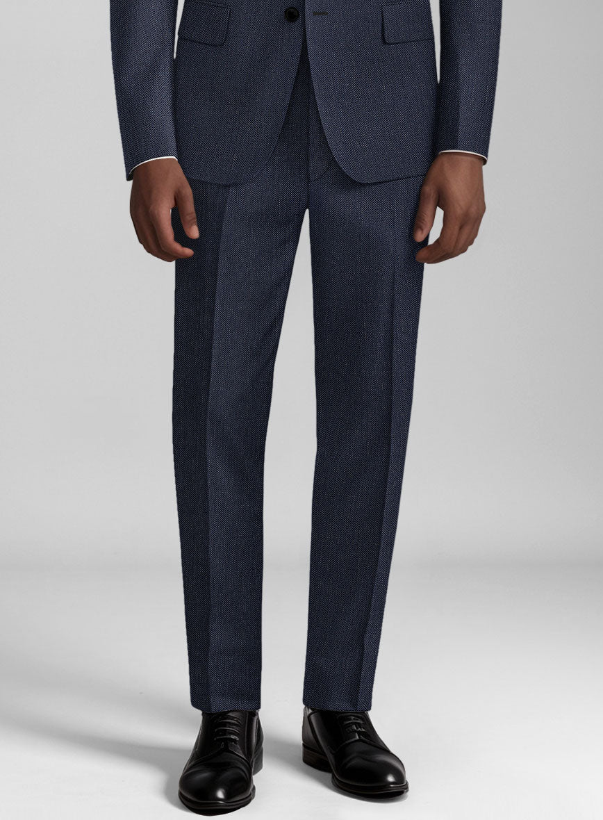Guabello Blue Herringbone Suit - StudioSuits