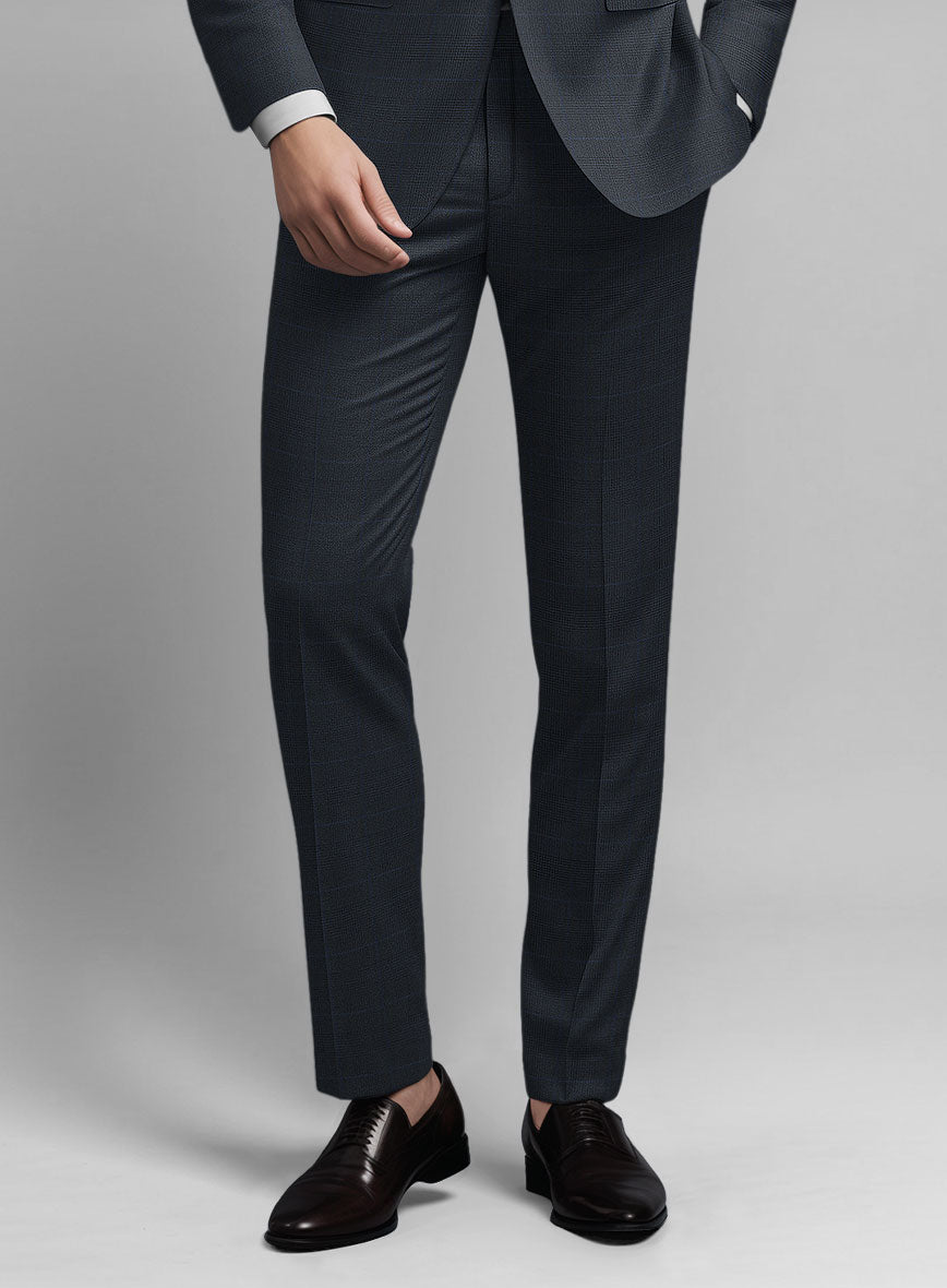 Guabello Blue Prince Of Wales Pants - StudioSuits