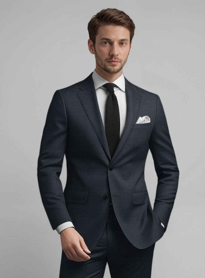 Guabello Blue Prince Of Wales Suit - StudioSuits