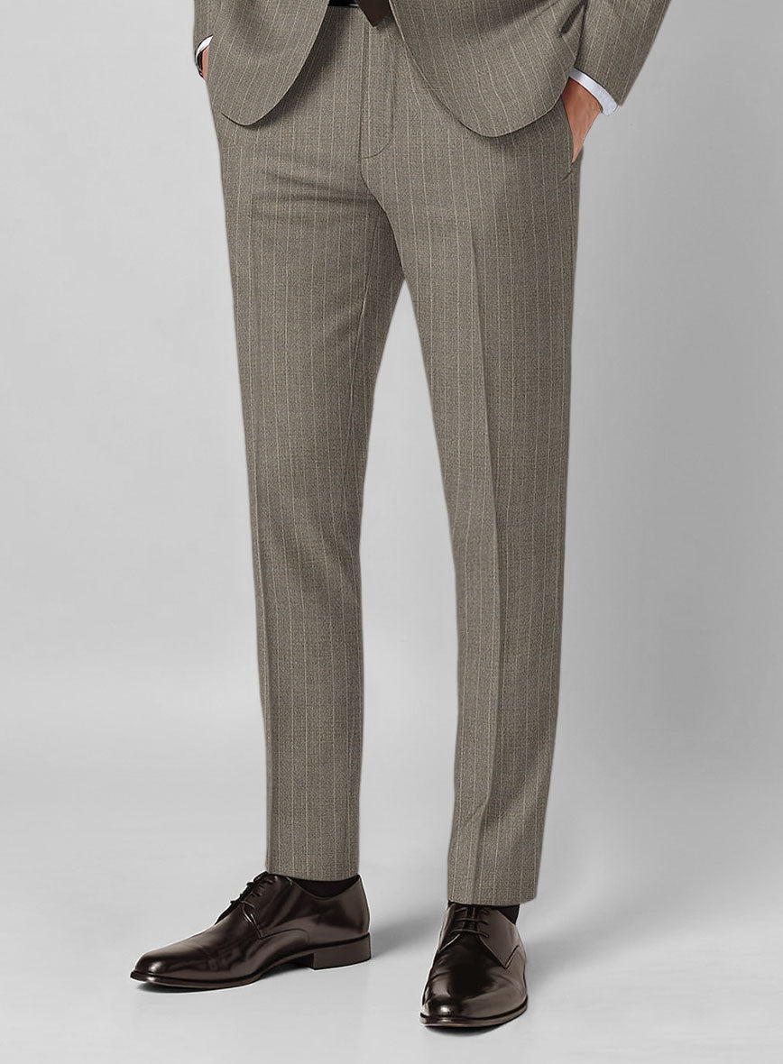 Guabello Brown Chalkstripe Pants - StudioSuits