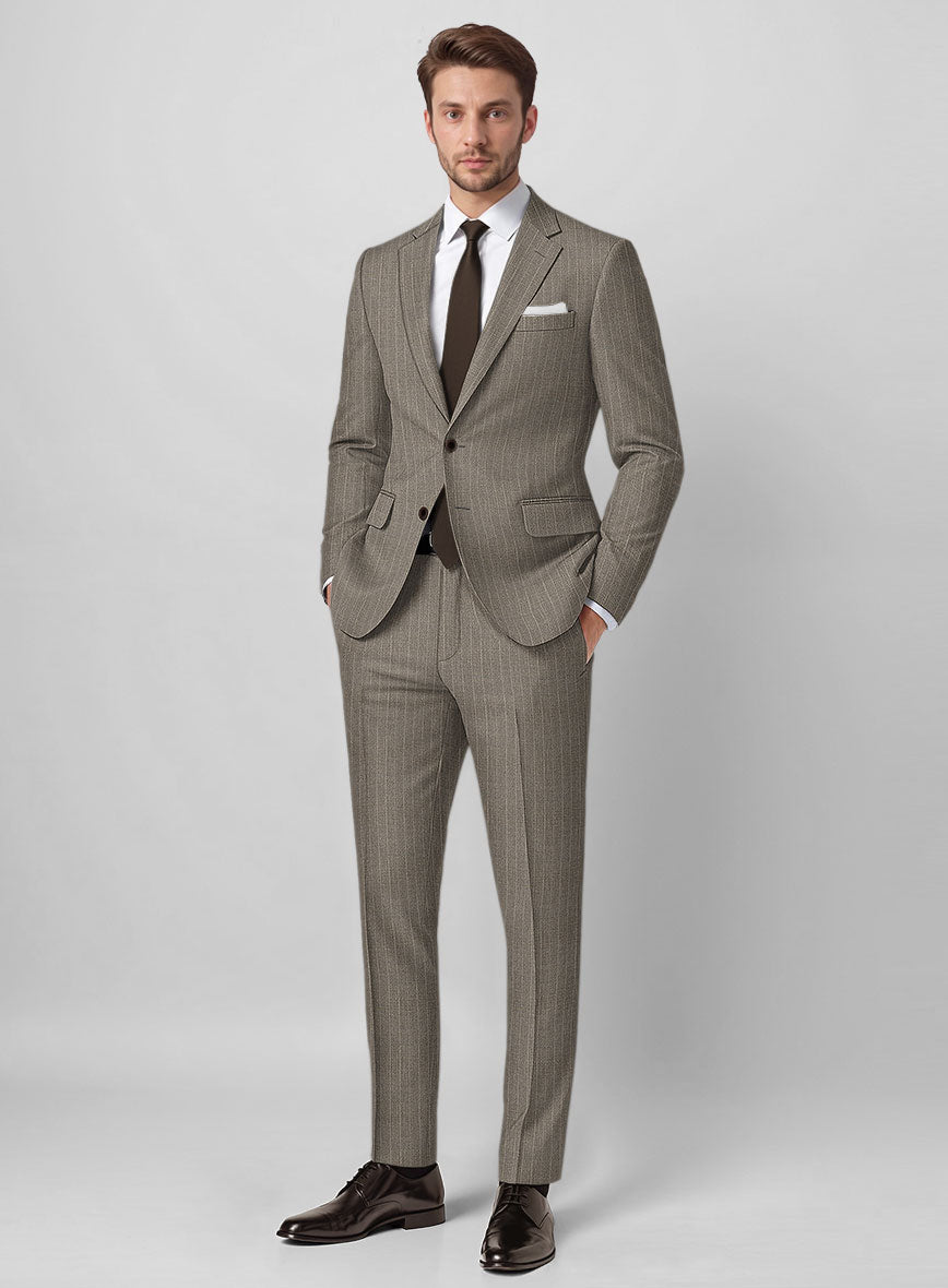 Guabello Brown Chalkstripe Suit - StudioSuits