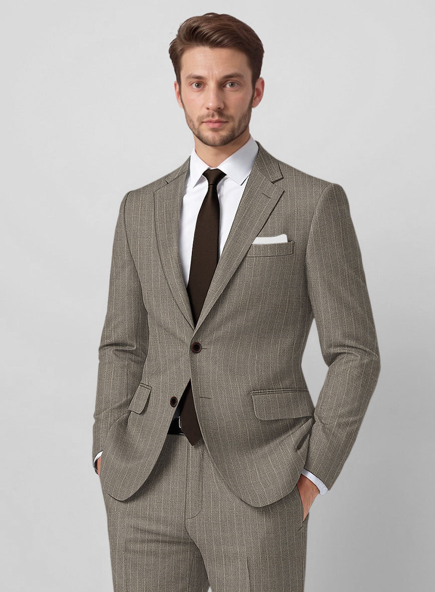 Guabello Brown Chalkstripe Suit - StudioSuits