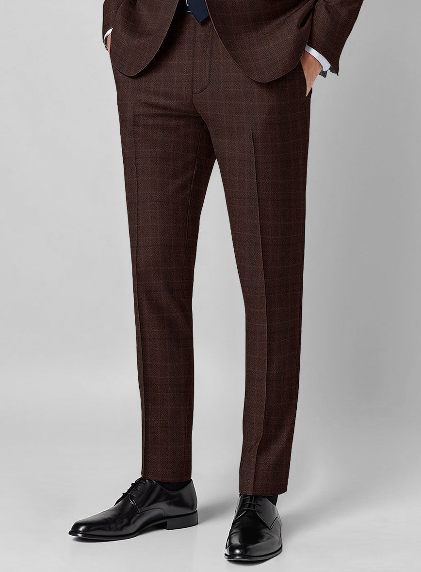 Guabello Brown Check Pants - StudioSuits