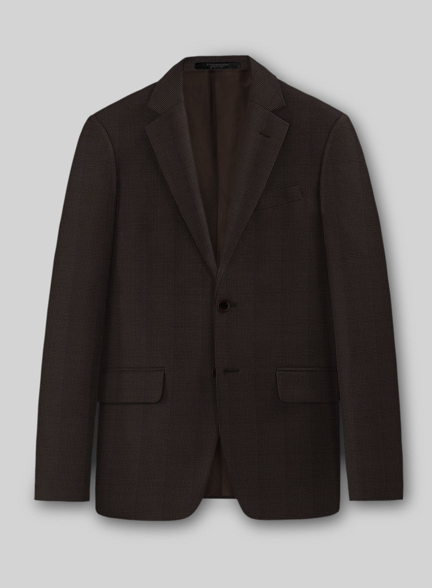Guabello Brown Prince Of Wales Jacket - StudioSuits