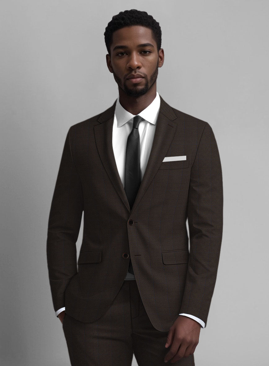 Guabello Brown Prince Of Wales Jacket - StudioSuits
