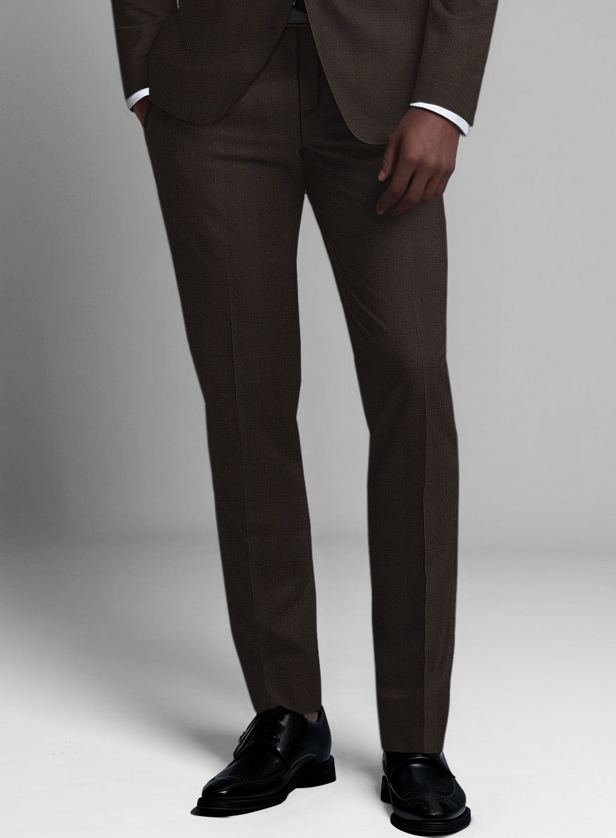 Guabello Brown Prince Of Wales Pants - StudioSuits
