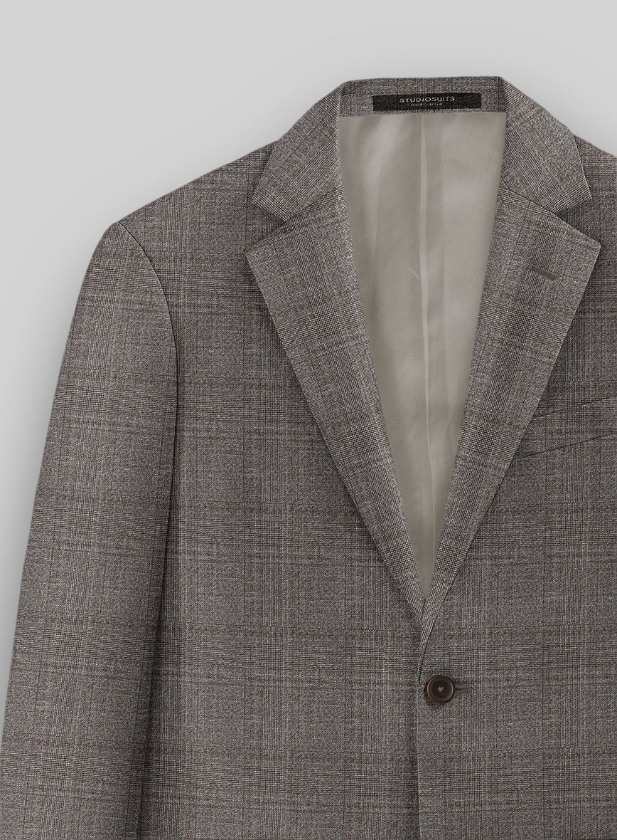 Guabello Brown Windowpane Jacket - StudioSuits