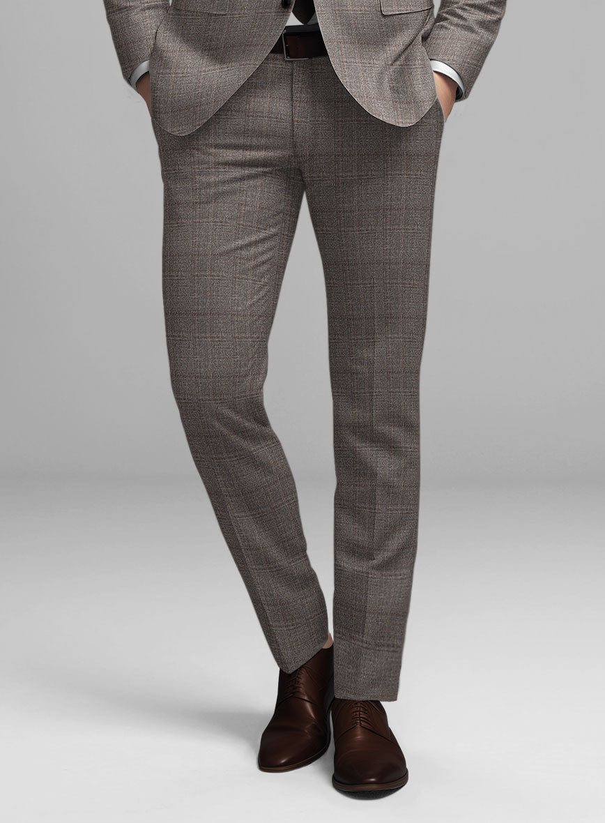 Guabello Brown Windowpane Pants - StudioSuits