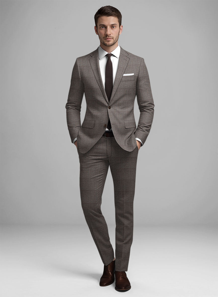 Guabello Brown Windowpane Suit - StudioSuits