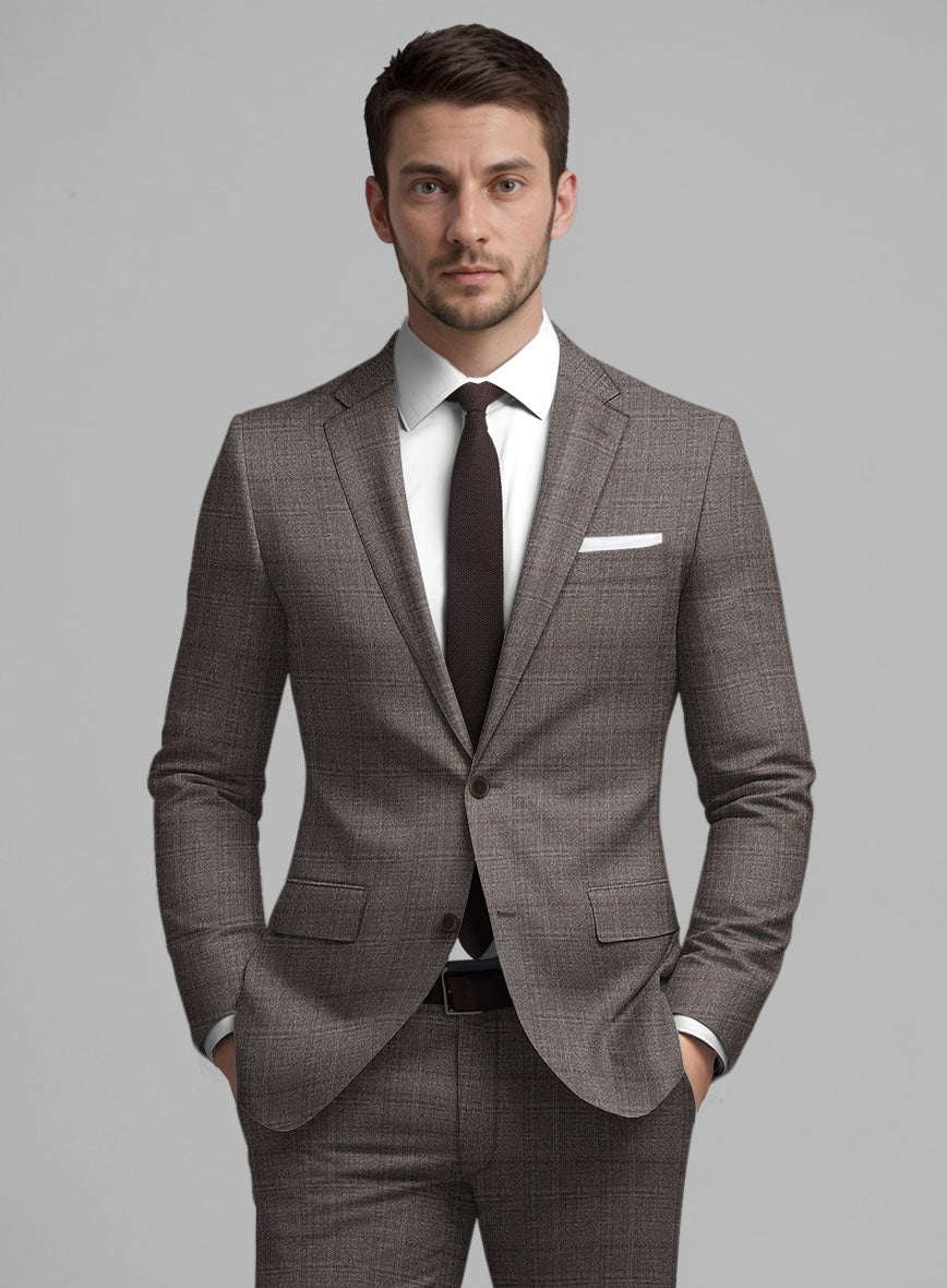 Guabello Brown Windowpane Suit - StudioSuits