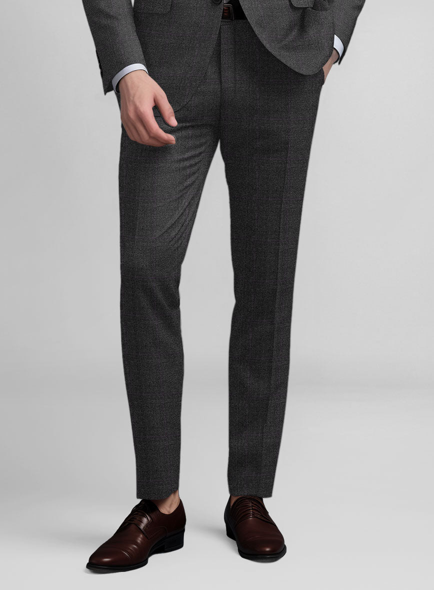 Guabello Charcoal Glen Pants - StudioSuits