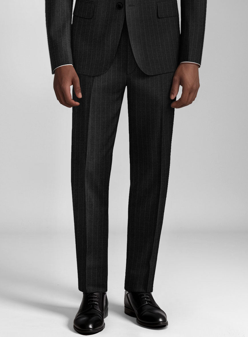 Guabello Charcoal Pinstripe Pants - StudioSuits