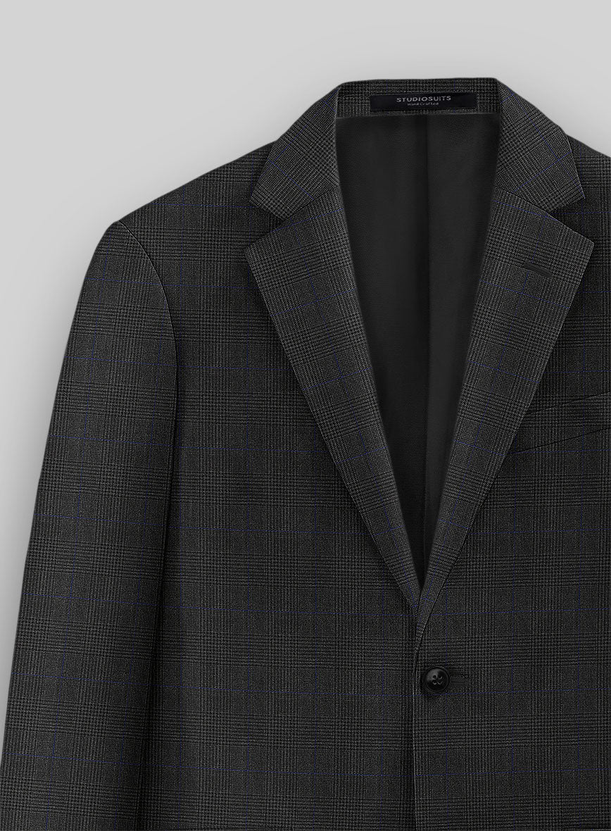 Guabello Charcoal Prince Of Wales Jacket - StudioSuits
