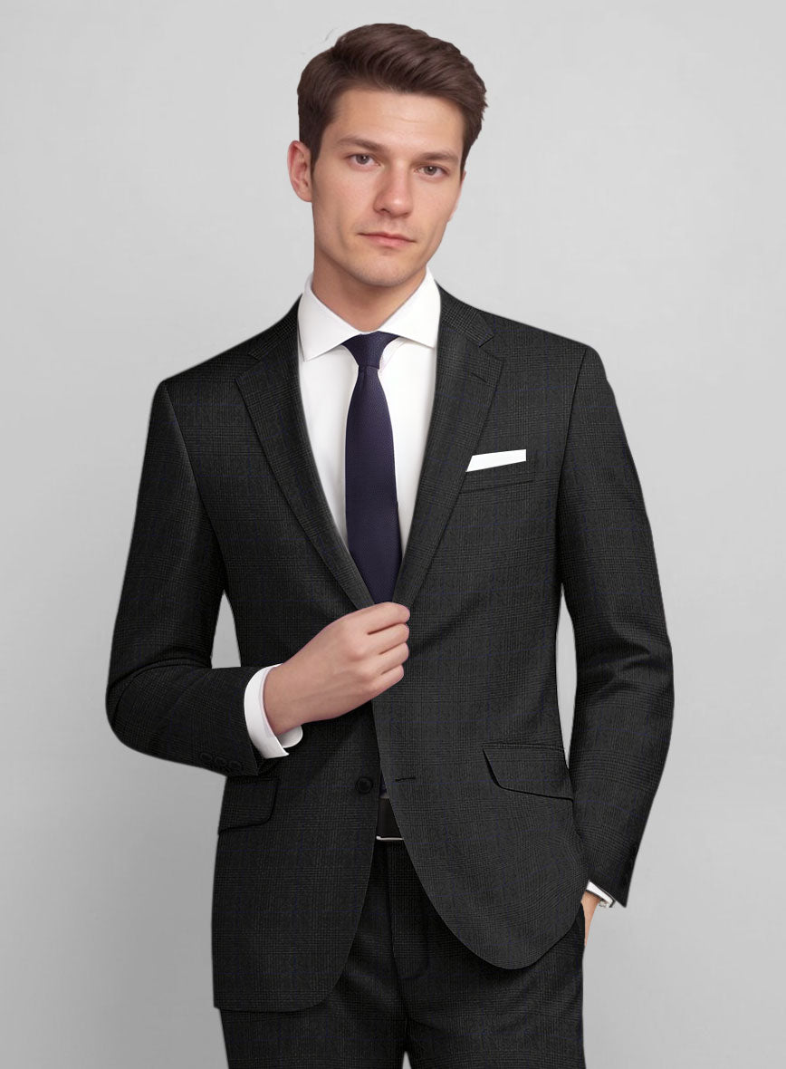 Guabello Charcoal Prince Of Wales Suit - StudioSuits