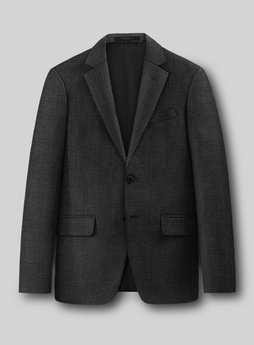Guabello Charcoal Sharkskin Jacket - StudioSuits