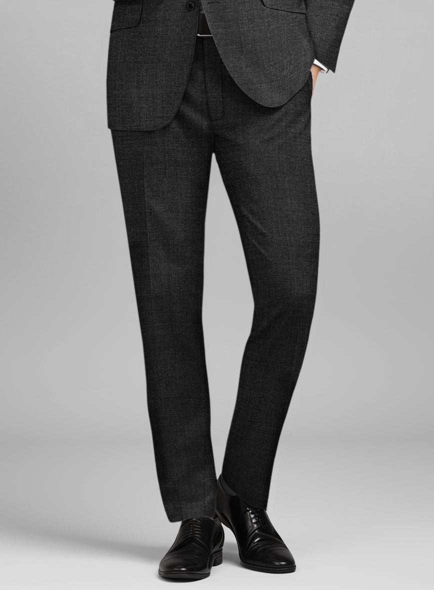 Guabello Charcoal Sharkskin Pants - StudioSuits