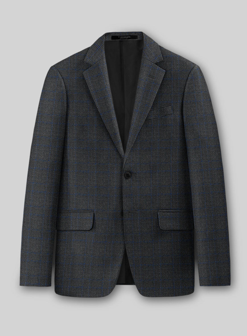 Guabello Charcoal Windowpane Jacket - StudioSuits