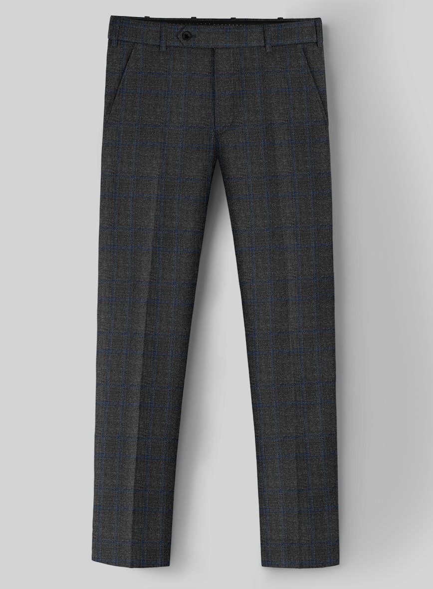 Guabello Charcoal Windowpane Pants - StudioSuits