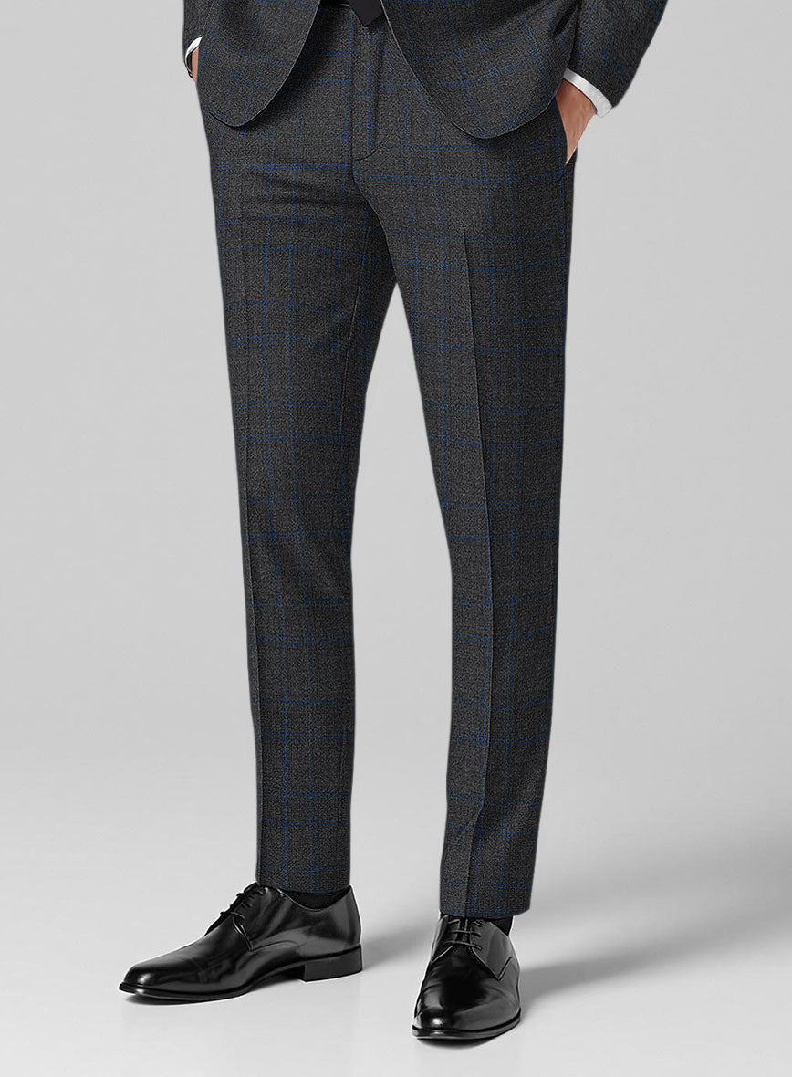 Guabello Charcoal Windowpane Pants - StudioSuits