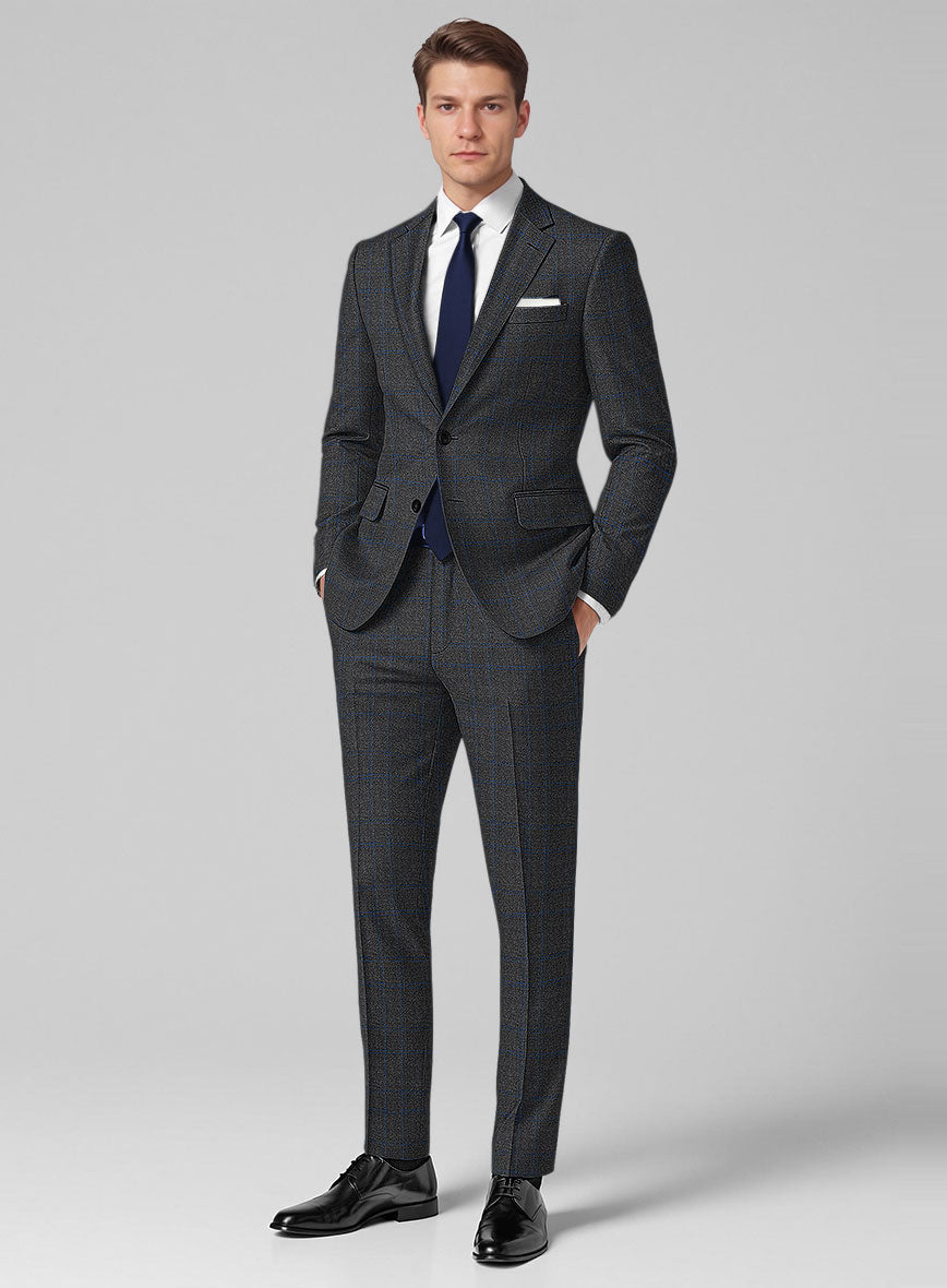 Guabello Charcoal Windowpane Suit - StudioSuits