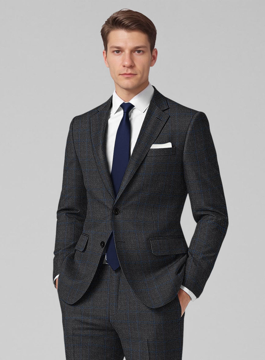 Guabello Charcoal Windowpane Suit - StudioSuits