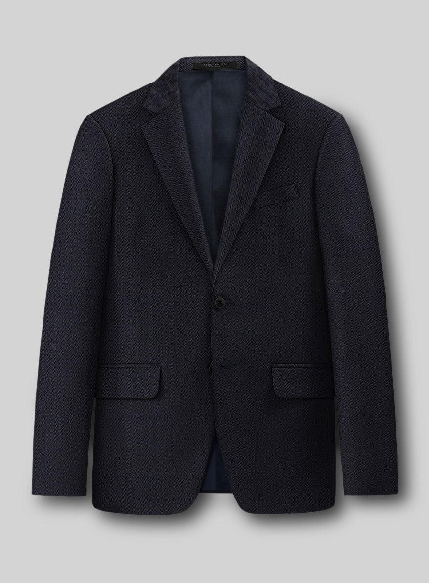 Guabello Dark Blue Herringbone Jacket - StudioSuits
