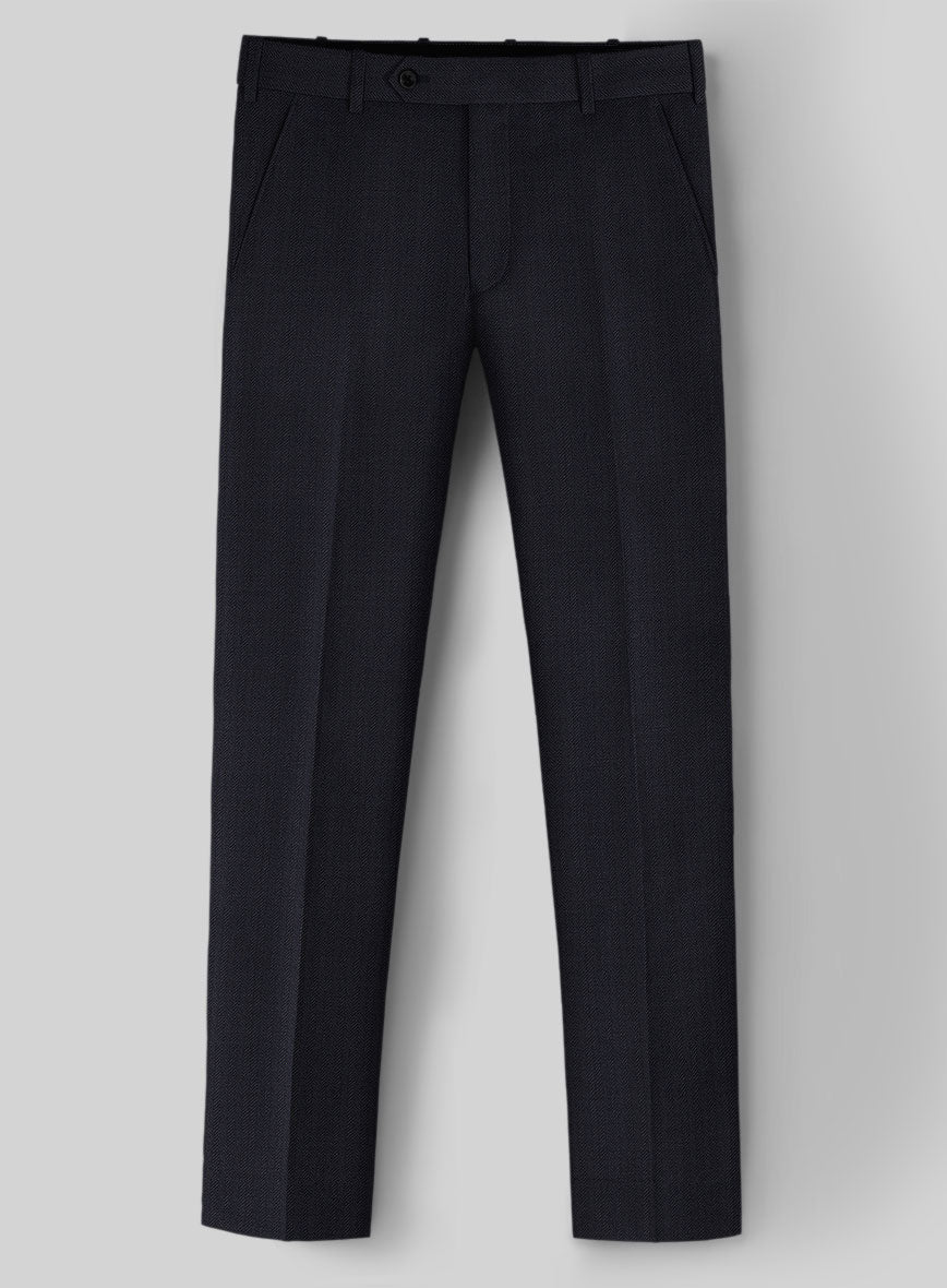 Guabello Dark Blue Herringbone Pants - StudioSuits