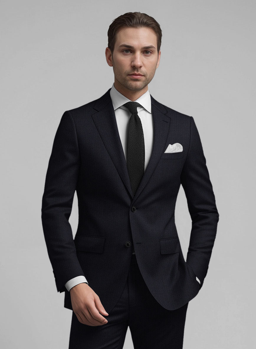 Guabello Dark Blue Herringbone Suit - StudioSuits