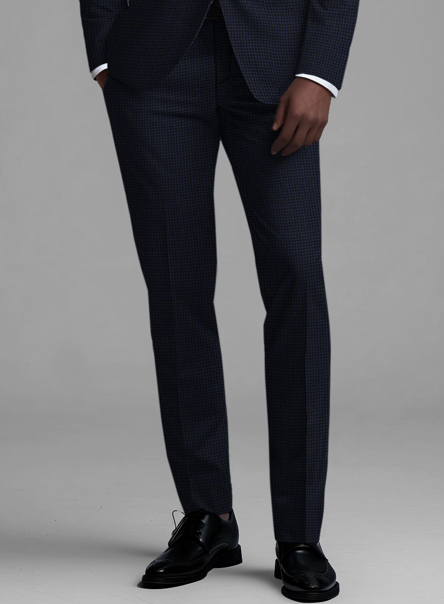 Guabello Dark Blue Houndstooth Pants - StudioSuits