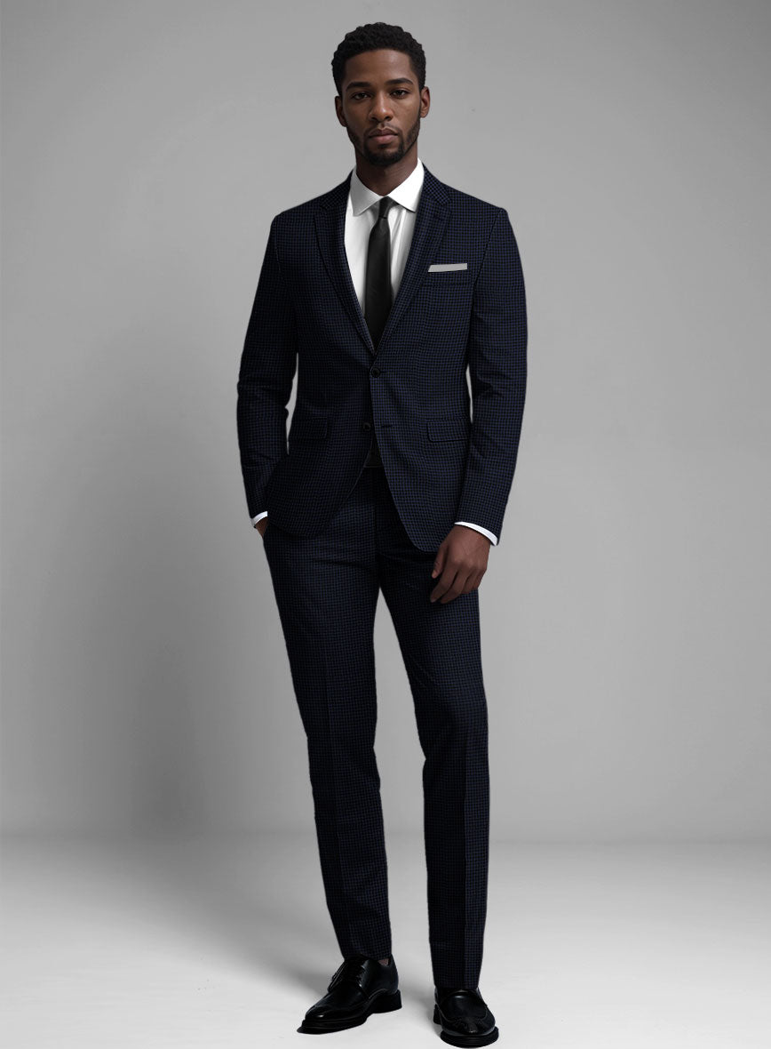 Guabello Dark Blue Houndstooth Suit - StudioSuits