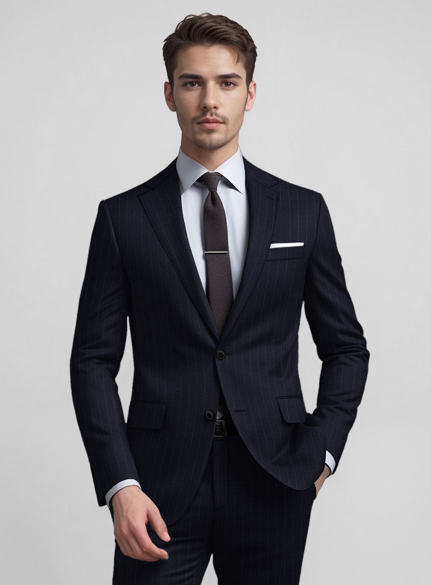 Guabello Dark Blue Pinstripe Jacket - StudioSuits