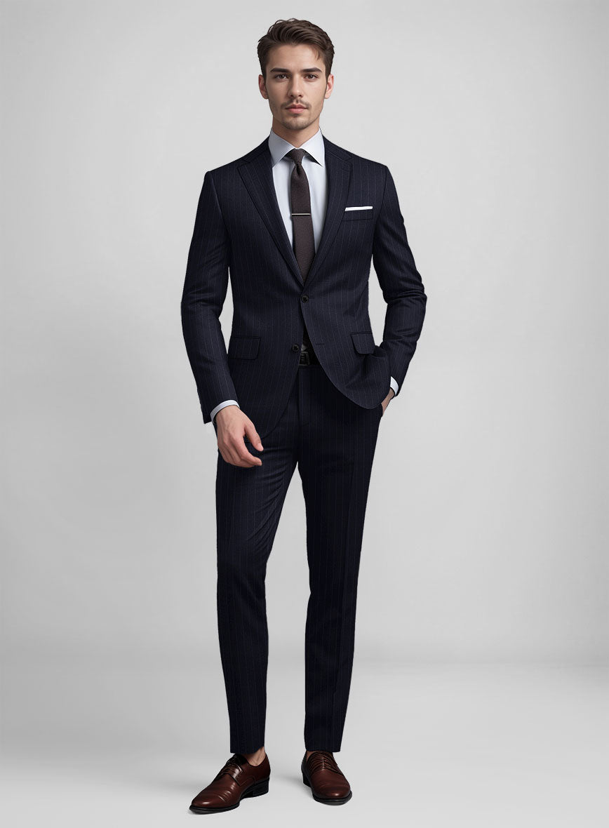 Men's Guabello Dark Blue Pinstripe Suit by StudioSuits Men's Guabello Dark Blue Pinstripe Suit by StudioSuits